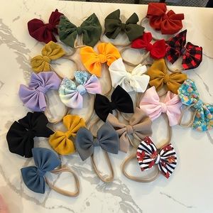 Lot of 21 Baby Girl Headwrap Bows on Nylon LIKE NEW